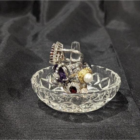 Vtg Hand Cut Crystal Ring Holder Trinket Dish 24% Lead Zajecar Yugoslavia 3" - Picture 6 of 7